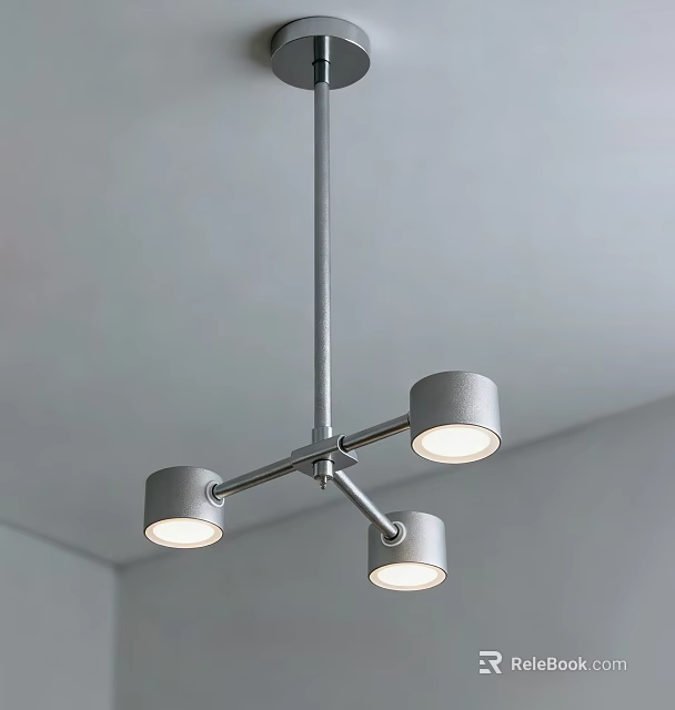 Modern Three Light Metallic Chandelier With Minimalist Design Ceiling Mounted Illuminated 3d model