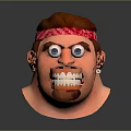 Cartoon Male Character Head With Red Hair Red Bandana Blue Eyes And Angry Expression