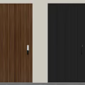 Wooden And Black Security Doors With Vertical Slats Design And Modern Locks