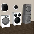 Modern Washing Machines with Wall Mounted and Standalone Designs in White and Gray