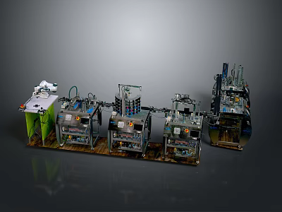 Industrial Automated Production Line With Multiple Mechanical Units And Control Systems 3d model