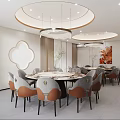 Modern Private Dining Room With Round Table And Elegant Decor 3d model