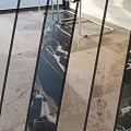 Floor Tile Components With Beige And Black Marble Patterns And Metal Frames