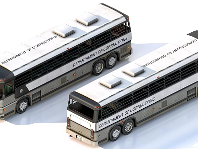 Department of Corrections Buses With White Gray Exterior And Roof Equipment 3d model