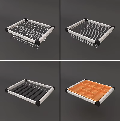 Drawer Organizers With Wire Rack Dividers And Multi Compartment Trays 3d model