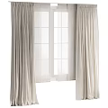 Beige Linen Curtains With Sheer Panels For Double Windows Flowing Design Home Interior