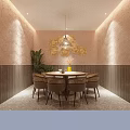 Modern Restaurant Interior With Green Partitions Arched Designs And Pendant Lights