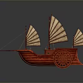 Red Decorative Model Featuring Sails And Wheels With Unique Craftsmanship Design