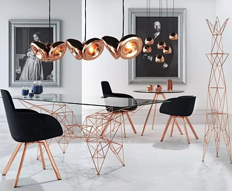 Dining table and chair combination 3d model