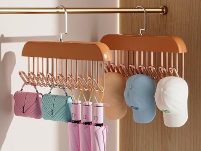 Clothes Hanger Wardrobe Umbrella Hat Bag 3d model