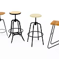Modern Bar Stools With Different Designs Wooden Light Colored Seats And Metal Frames