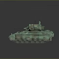 Military Tank Vehicle With Green Camouflage Antenna Turret And Brown Circular Base