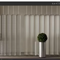 Modern Bonsai Plant in Silver Metal Vase with Transparent Glass Screen Background