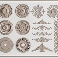 European-style Carved Line Carved Roman Column Plaster Line Corner Column 3d model