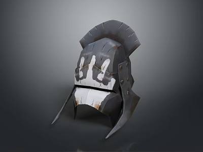 Medieval Weapon Helmet with Metal Construction Ornate Design and Spiked Accents 3d model