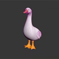 White Duck With Yellow Beak And Feet Standing On Dark Surface With Reflection 3d model