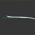 Blue Sword With Intricate Decorative Details And Reflective Surface On Gray Background