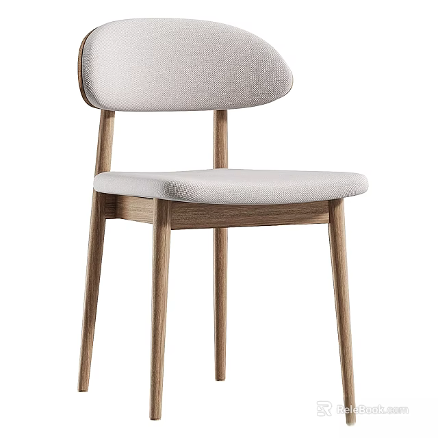 Elegant Modern Stool Design With Wooden Legs And Light Colored Seat Cushion 3d model 