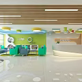 Colorful Kindergarten Interior Design With Reception Desk Green Walls Blue Sofas And Bookshelves