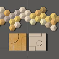 Geometric Wall Decor With Hexagonal And Square Shapes In Warm Neutral Tones 3d model