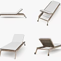Modern Lounge Chair With Adjustable Backrest Metal Frame And White Cushioned Seat