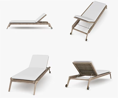 Modern Lounge Chair With Adjustable Backrest Metal Frame And White Cushioned Seat 3d model
