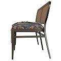Stylish Multi Seater Sofa With Wicker Backrest Floral Cushion Striped Blanket And Black Metal Frame
