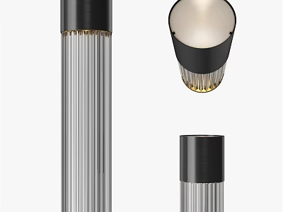 Modern Black And Silver Floor Lamp With Striped Cylinder Body And Globe Shade 3d model
