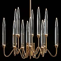 Modern Elegant Chandelier With Transparent Glass Tubes And Golden Metal Frame