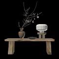 Natural Style Table Lamp with Terracotta Vase and White Flower Branches for Warm Home Decor