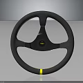 Sporty Car Steering Wheel With Suede Material And Yellow Stripe Accent