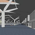 Spacious Airport Terminal Interior With Modern Roof Structure And Waiting Areas