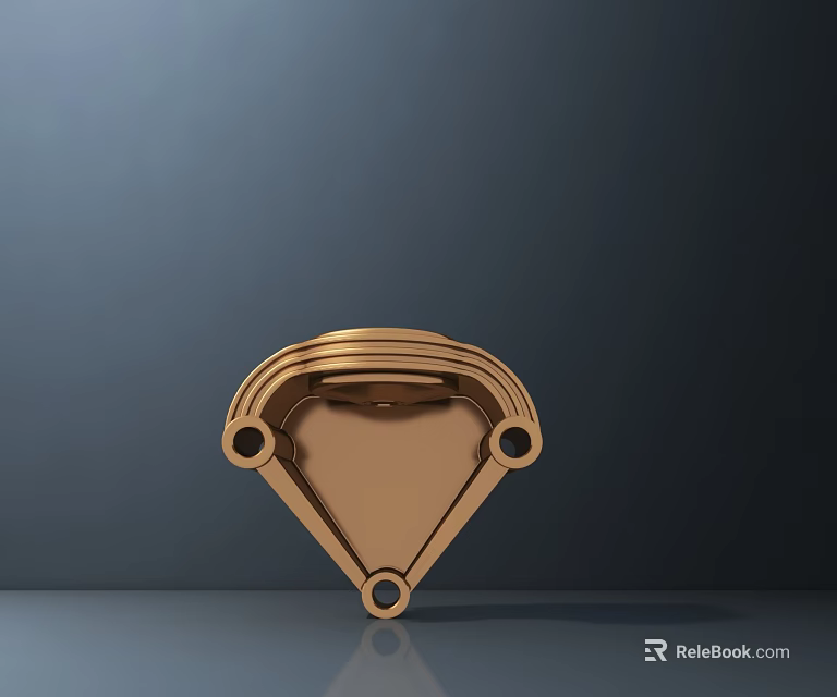 Golden Fan Shaped Sculpture Carving With Circular Holes On Dark Background 3d model 