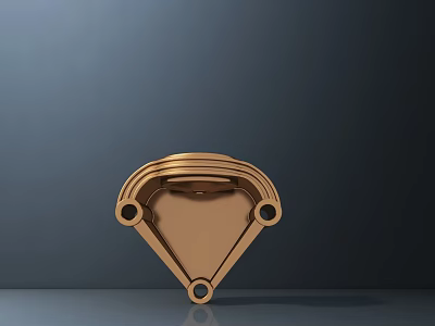 Golden Fan Shaped Sculpture Carving With Circular Holes On Dark Background 3d model