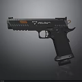 Black Syndicate Tactical Pistol With Red Accents And Ergonomic Grip Design