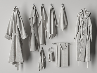 Modern towel bathrobe towel combination 3d model