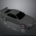 Silver Sports Car with Rear Spoiler Black Windows Red Brake Calipers and Sporty Exterior Design