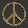 Decorative Ornament Set Featuring Peace Symbol Vintage Metal Rustic Design For Home Decor