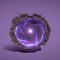 Mystical Circular Portal With Purple Glowing Vortex And Stone Spiked Edges