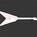 Red Triangle Shaped Electric Guitar On Black Reflective Surface With Chrome Knobs