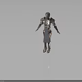 Futuristic Robot Character In Metallic Armor With Silver Detailed Design And Standing Pose