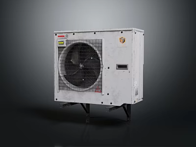 White Industrial Electronic Cooling Device With Fan And Metal Casing Stand 3d model