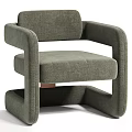 Modern Gray Fabric Single Sofa With Stylish Armrests And Comfortable Backrest 3d model