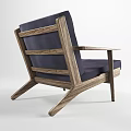 Modern Minimalist Single Sofa With Navy Blue Cushion And Wooden Frame Design