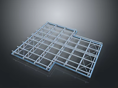 Industrial Metal Grid Frame Structure With Heavy Duty Support And Platform Design 3d model