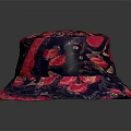 Elegant Stylish Floral Patterned Hat With Red And Dark Fabric Design