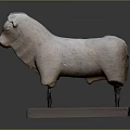 White Ceramic Standing Bull Sculpture With Rectangular Base And Smooth Finish 3d model