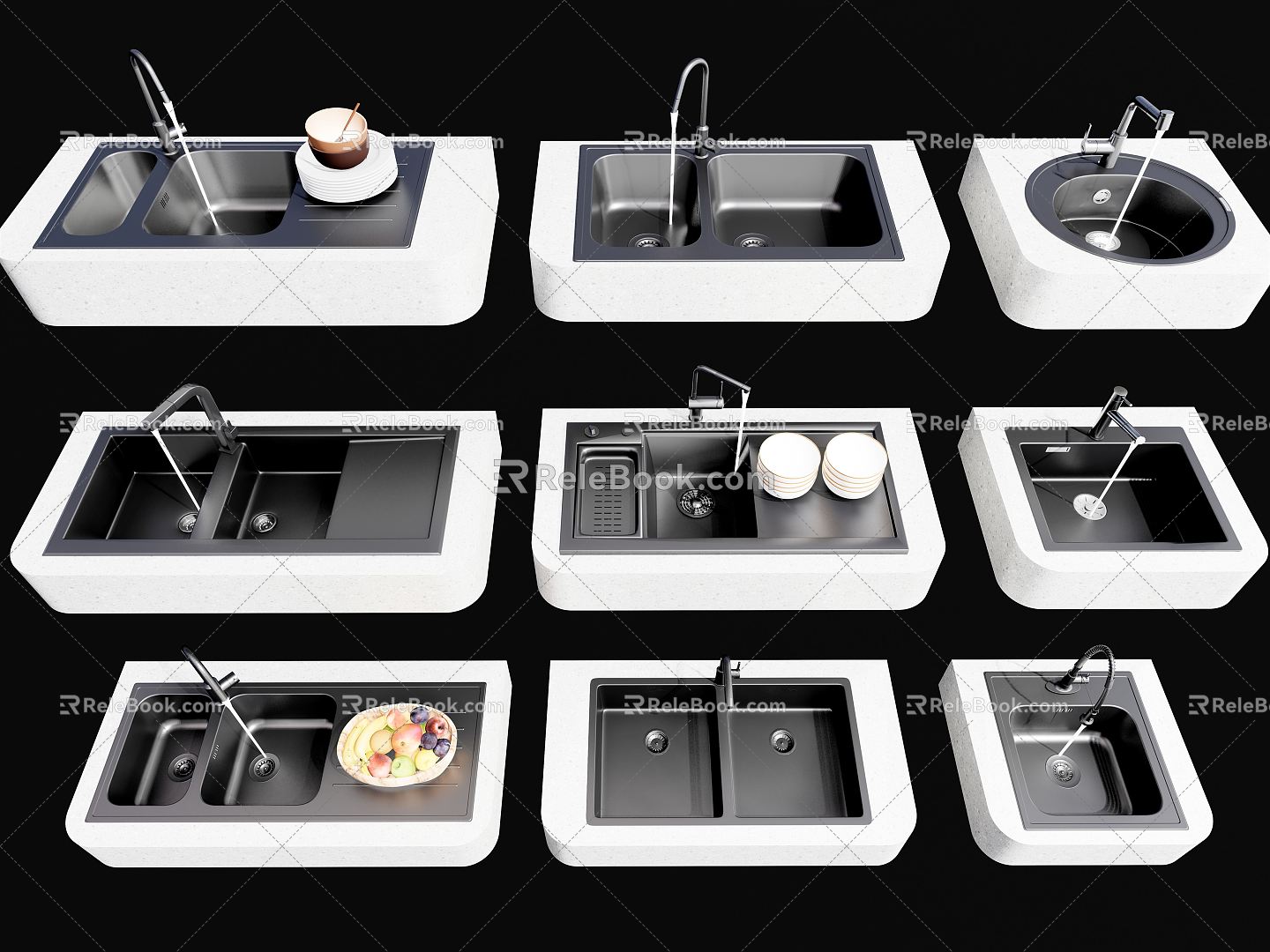 Modern dish washing basin stainless steel sink double basin sink single basin sink 3d model