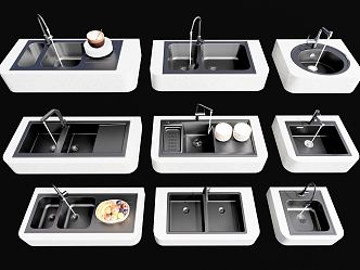 Modern dish washing basin stainless steel sink double basin sink single basin sink 3d model