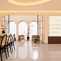Modern Warm Toned Beauty Hair Salon Interior With Comfortable Bar Seats And Exquisite Display Shelves